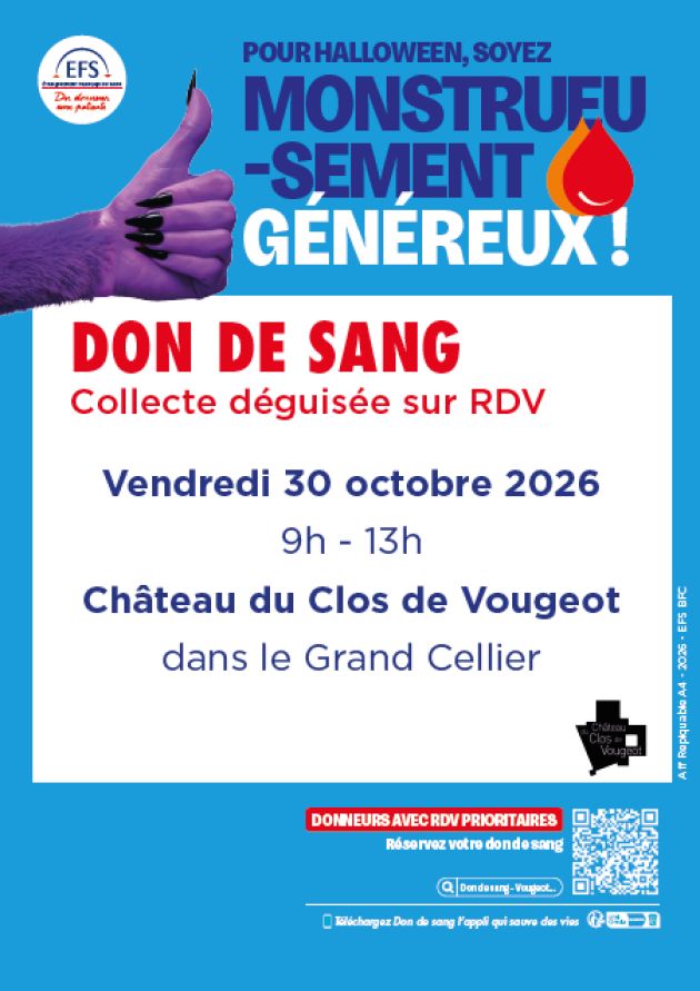 Collecte de sang spéciale Halloween au Château du Clos de Vougeot