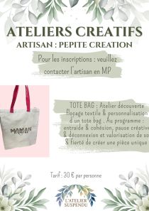 Atelier créatif - Création tote bag &amp; flocage textile